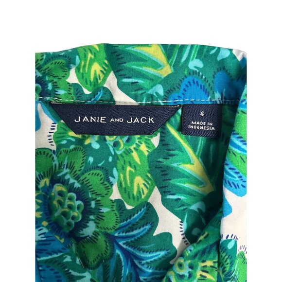 Janie And Jack Boys Hawaiian Print Button-Up Shirts Size 4 Cotton Blue & Green S - Picture 6 of 15